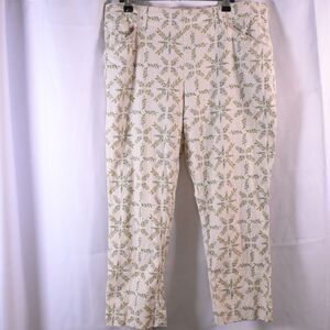 Anthropologie Cartonnier Charlie Trousers Women 12 Beige Floral High Rise 34x24
